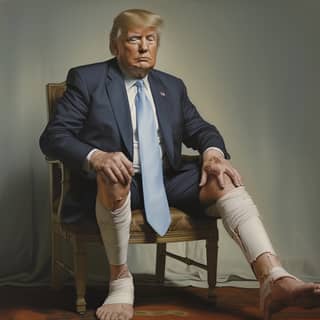 Donald Trump with casts on his feet, donald trump with a cast on his leg