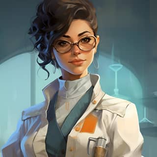 **woman in her 30's scientist biologist of alien species wearing stylish research clothing 24mm overwatch