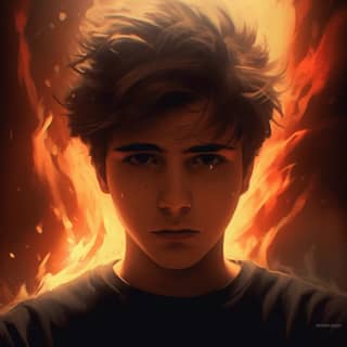 https://s mj run/CV_QpcuwSSQ https://s mj run/MFr9eASiXqA, a boy with fire in his eyes