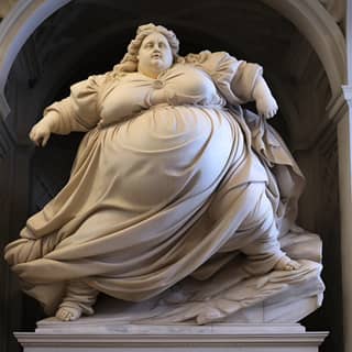 a super morbidly obese woman in style of renaissance sculpture