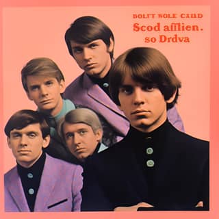 https://s mj run/RRr7StkaIFQ 1960s album cover similar to this 5-member 1960s band Pink and black tones The band members are