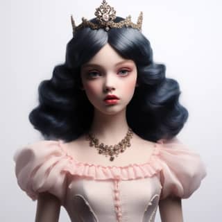 https://s mj run/nnz2WzewrcI princess With evil and very very Scary features girl with Dark Blue hair eyes standing style