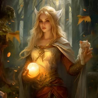 medieval fantasy magic 1, woman holding a lantern in the woods