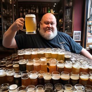 Un fan di sport da 175 libbre celebra il suo compleanno in un bar con una vasta collezione di birre.