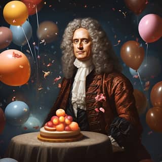 happy birthday Isaac Newton, a portrait of jacob bach