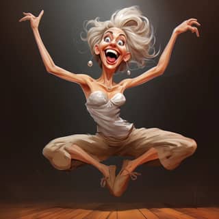 dancer caricature 2, a cartoon woman jumping in the air