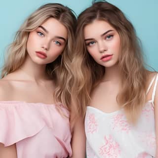 Fashion Model Fashion Teenage Girls Posing over pastel background 2