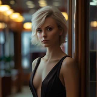 https://s mj run/qJ6kQxYOtRU Rachel Wiley\ beautiful lady secretary 30 years-old short blond hair dress full body office