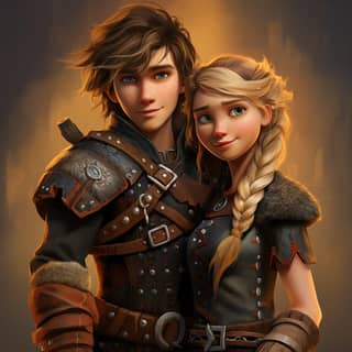 Astrid Hofferson and Hiccup, how to train your dragon 2