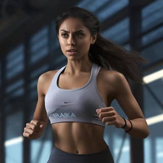 Jeune femme en train de faire de l'exercice en tenue de sport dans un studio.