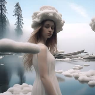 https://s mj run/isOn-j7AXF0 ice lake landscape surreal white mushrooms in landscape photogrphy --style raw