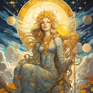 tarot card illustration The High Priestess style of vangogh portrait size