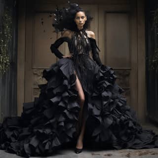 Akasha dresses couture black fashion photogtraphy full length body editorial