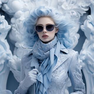 ice blue fashioin outfit complementary colors elaborate and sophisticated unexpected