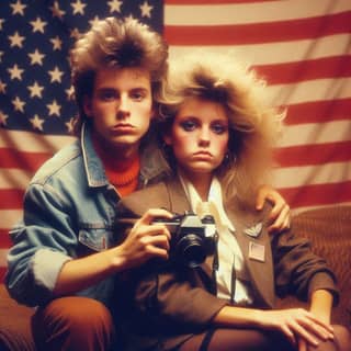 woman posing with an american flag