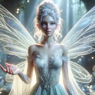 fairy with wings and a long dress