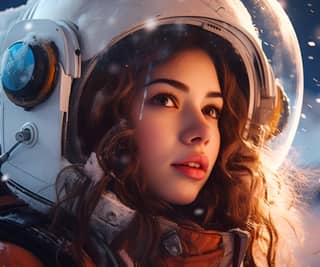 2️⃣ a girl in protective space suit in the style of brandon woelfel hyper-realistic sci-fi realistic hyper-detailed