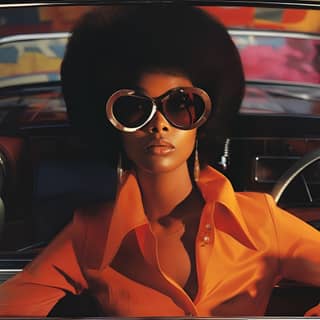 Black Woman in the style of postmodern photomontage dark and light 1960s classic Vogue Magazine detailed attention to