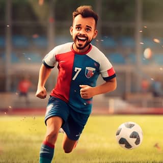 https://s mj run/56vCoOQs5nY pixar art 4k disney soccer player, a cartoon soccer player is running with the ball