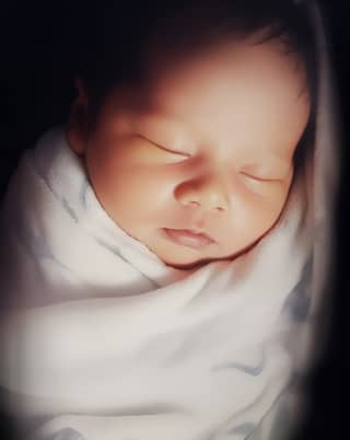 https://s mj run/U_6VcE4Msgc a newborn asian baby in a mini swaddle blanket very cute Skin white and tender sleep expressive