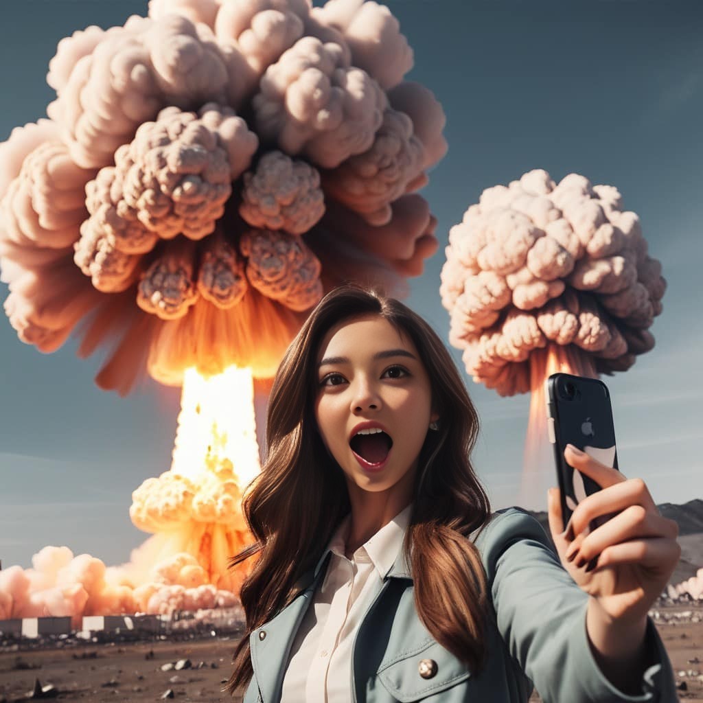 Tirando uma selfie com uma bomba nuclear.