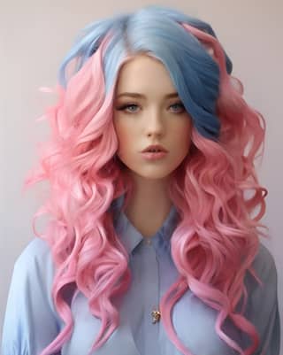 with pink and blue hair