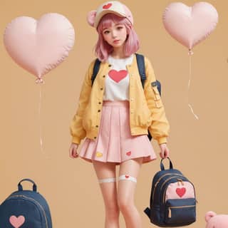 a girl with a backpack and a teddy bear