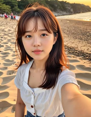 taking a selfie on the beach