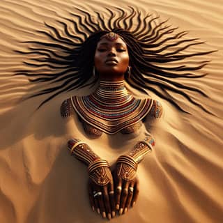 an african woman with long hair and tribal tattoos