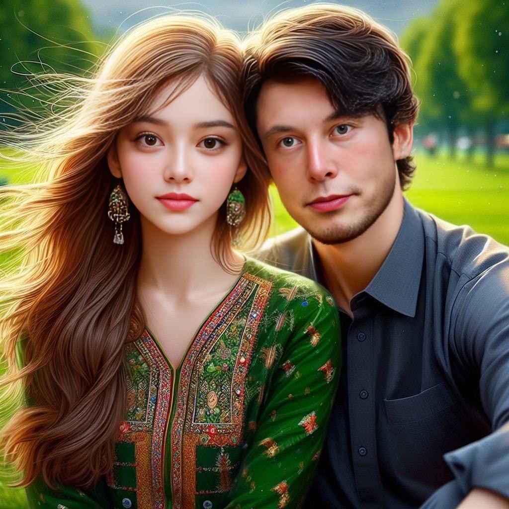 an illustration of a couple in a park