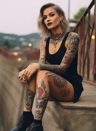 Nice Confidence girl with tattoo Toes from Croatia in Kingdom of Serbia/Yugoslavia fashion editorial vogue photography Photo