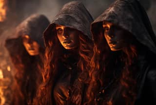 burning witches capturing the essence of the dark ages realistic photography 2 --style raw