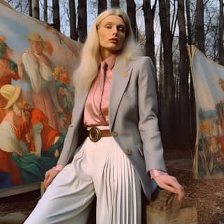 https://s mj run/hZvdLCfBi1Q A fashion shoot by Patrick Demarchelier in which a Pre-Raphaelite model with long white hair