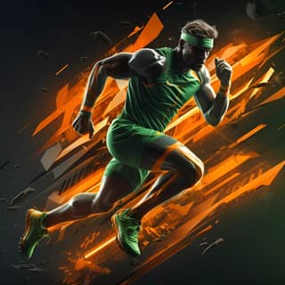 sportive mood theme sports objects and tools energetic speed power orange and green color blended theme real image 5k v5