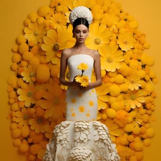 in the style of guo pei carolina herrera tyler shields intricate embellishments pointillist florals hasselblad 1600f