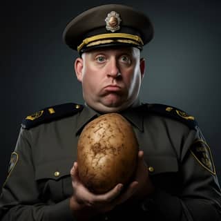 in a uniform with potato sticking out of it 2