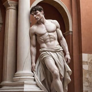 a statue of with no shirt on