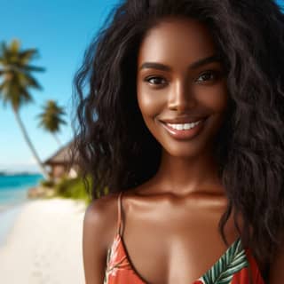 beautiful african american woman on the beach