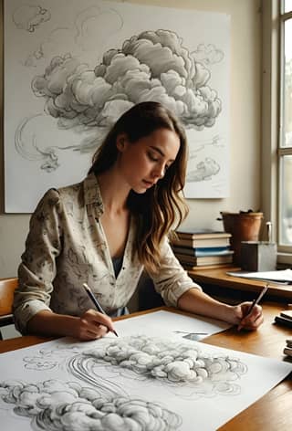 Criando nuvens no papel.