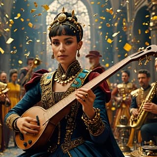 the woman is playing a musical instrument in a scene from the movie