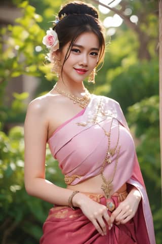 穿粉色沙丽真美丽。