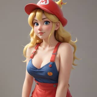 マリオの帽子を被った像。