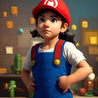 Une fille portant un chapeau Mario.