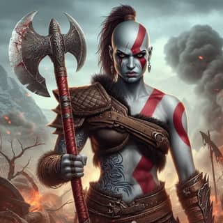 O poderoso guerreiro Kratos do jogo God of War.