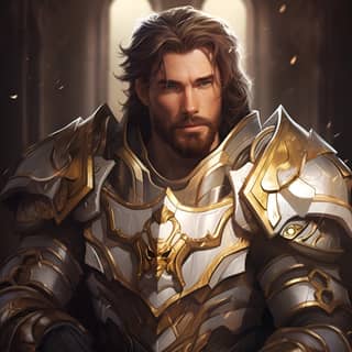 a holy male brown haired paladin in the style of a blizzard world of warcraft cinematic guarding holding a position silver