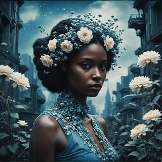 woman with flowers in her hair