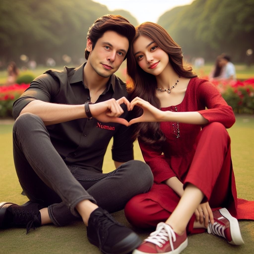 couple making a heart shape with their hands