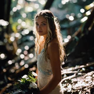 bride in a forest