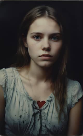 a girl with a heart necklace on her neck