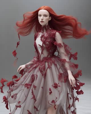 with red hair and a dress